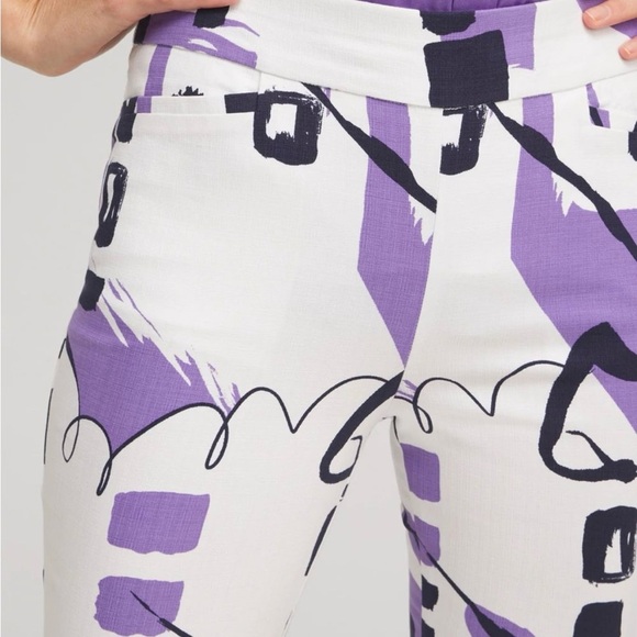 Chico's Abstract Purple and Black Cropped Pants and matching abstract top - Picture 4 of 11